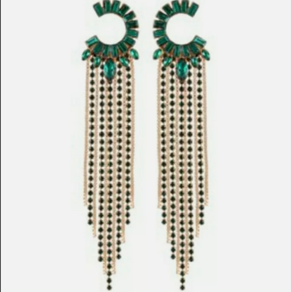Guess gold Tone Emerald Stones earrings